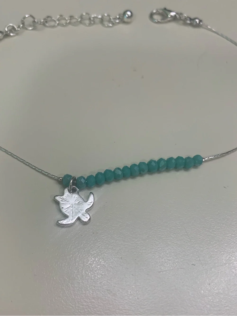 Turquoise Beaded Turtle Anklet Silver Adjustable Beach Dainty Summer Jewelry